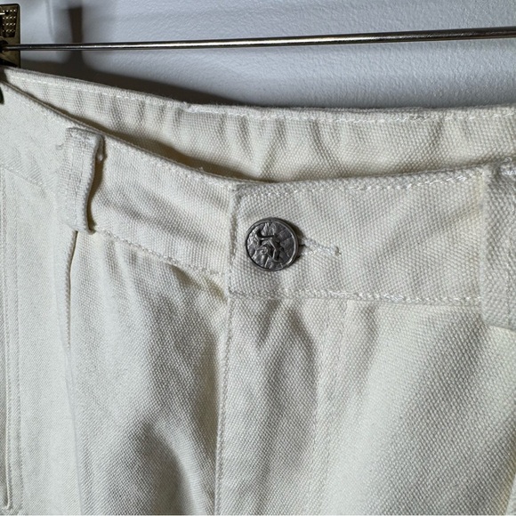 JHYQ Heavy Organic Cotton Deconstructed Studded Raw Hem Wide Leg Jeans Off White - Picture 6 of 13